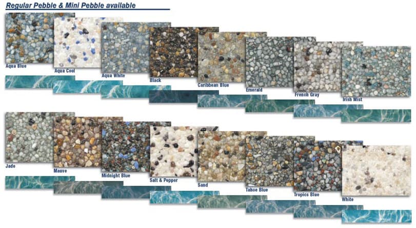 Full Pebble Color Chart — pool finish sample