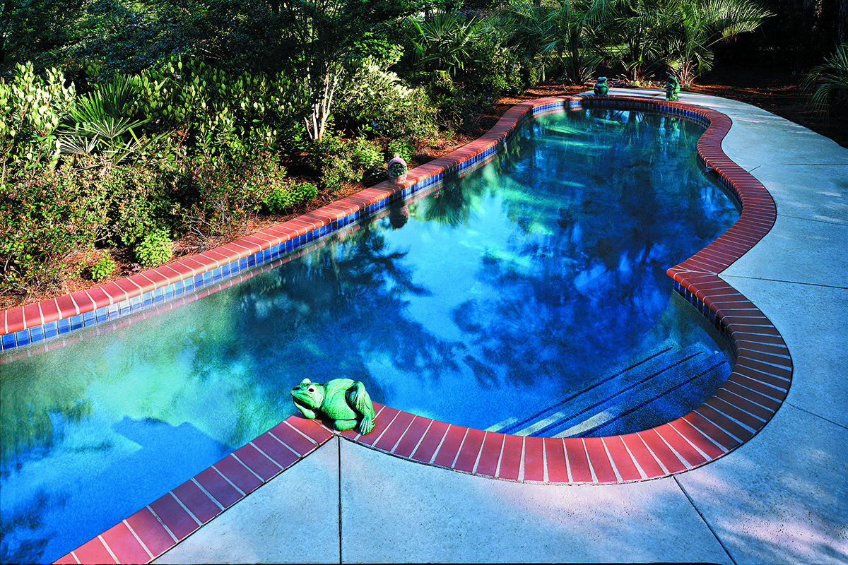 Pool brick coping sample in Plantation Red