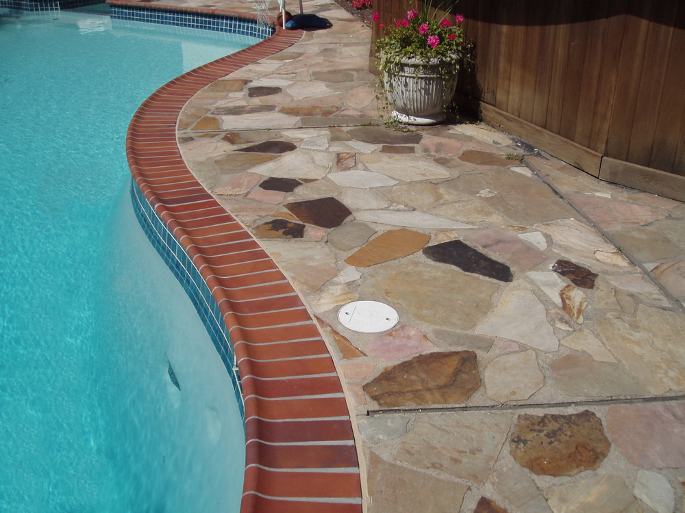 Pool brick coping sample in Autumn Leaves