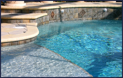 Waterline pool tile sample — natural stone