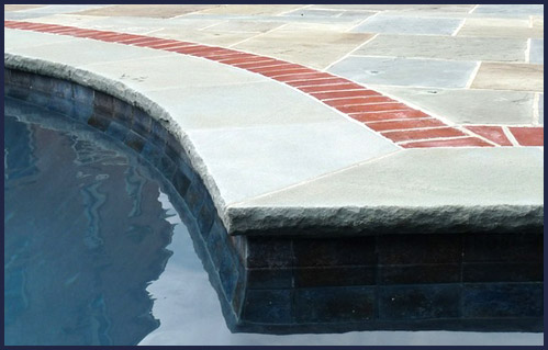 Waterline pool tile sample — glass mosaic accent