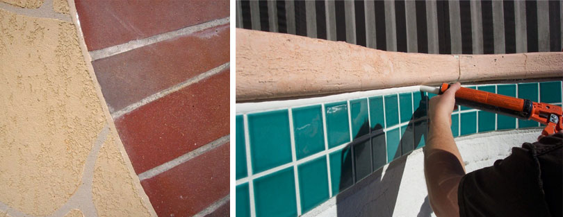 Polyurethane mastic applied to a coping-to-deck expansion joint — Premier Pool Renovations